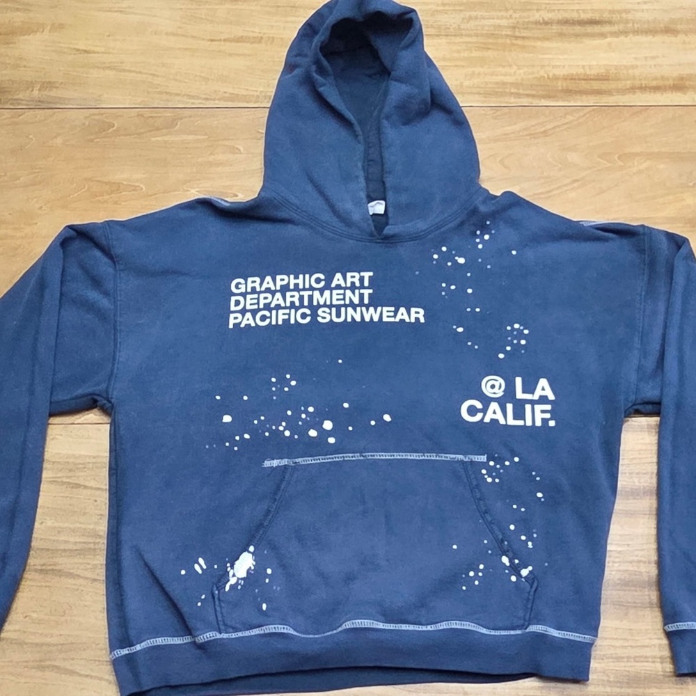 PacSun Navy Graphic Vintage Streetwear Style Art Hoodie Sweatshirt